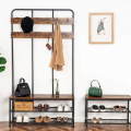 Steel wooden coat rack and shoe cabinet